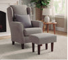 Pack sillón orejero Jándula gris con puff a juego y cojín decorativo