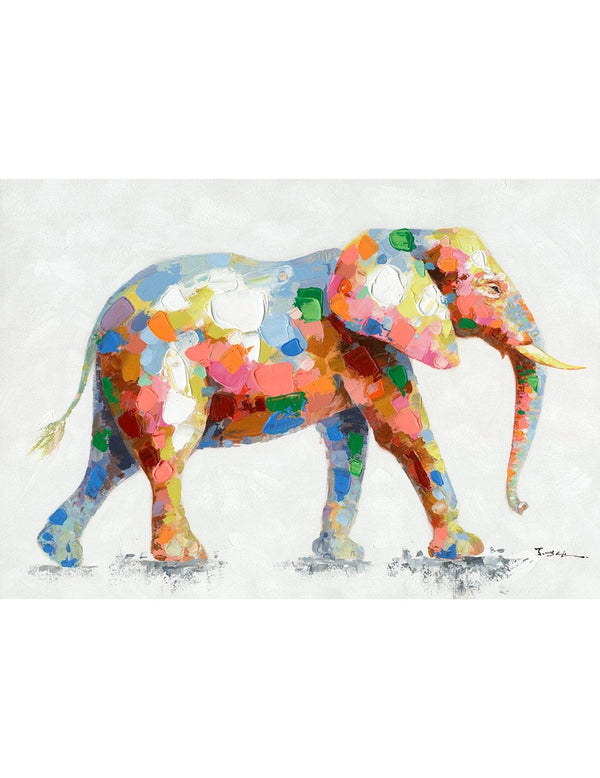 Cuadro Elefante caminando multicolor